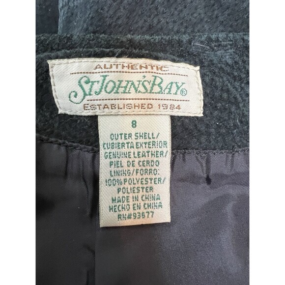 St. John's Bay A-Line Skirt Washed Black Suede Genuine Leather Vintage Size 8 - Picture 6 of 10